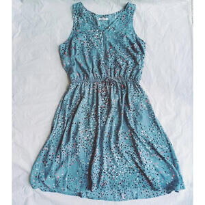 Maurices Blue Sleeveless Sundress Ruffle Zip Front‎ Elastic Waist Dress Sz Small